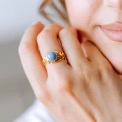 Blauer Opal-Silberring