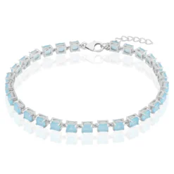 Blauer Pastell-Quarz-Silberarmband