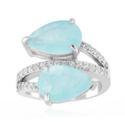 Blauer Pastell-Quarz-Silberring