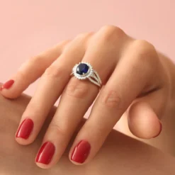 Blauer Stern-Saphir-Silberring