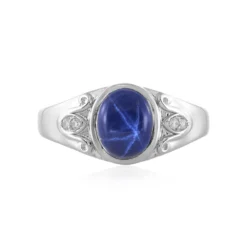 Blauer Stern-Saphir-Silberring