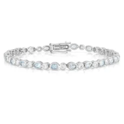 Brasilianischer Aquamarin-Silberarmband