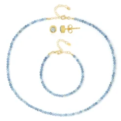 Brasilianischer Aquamarin-Silberset