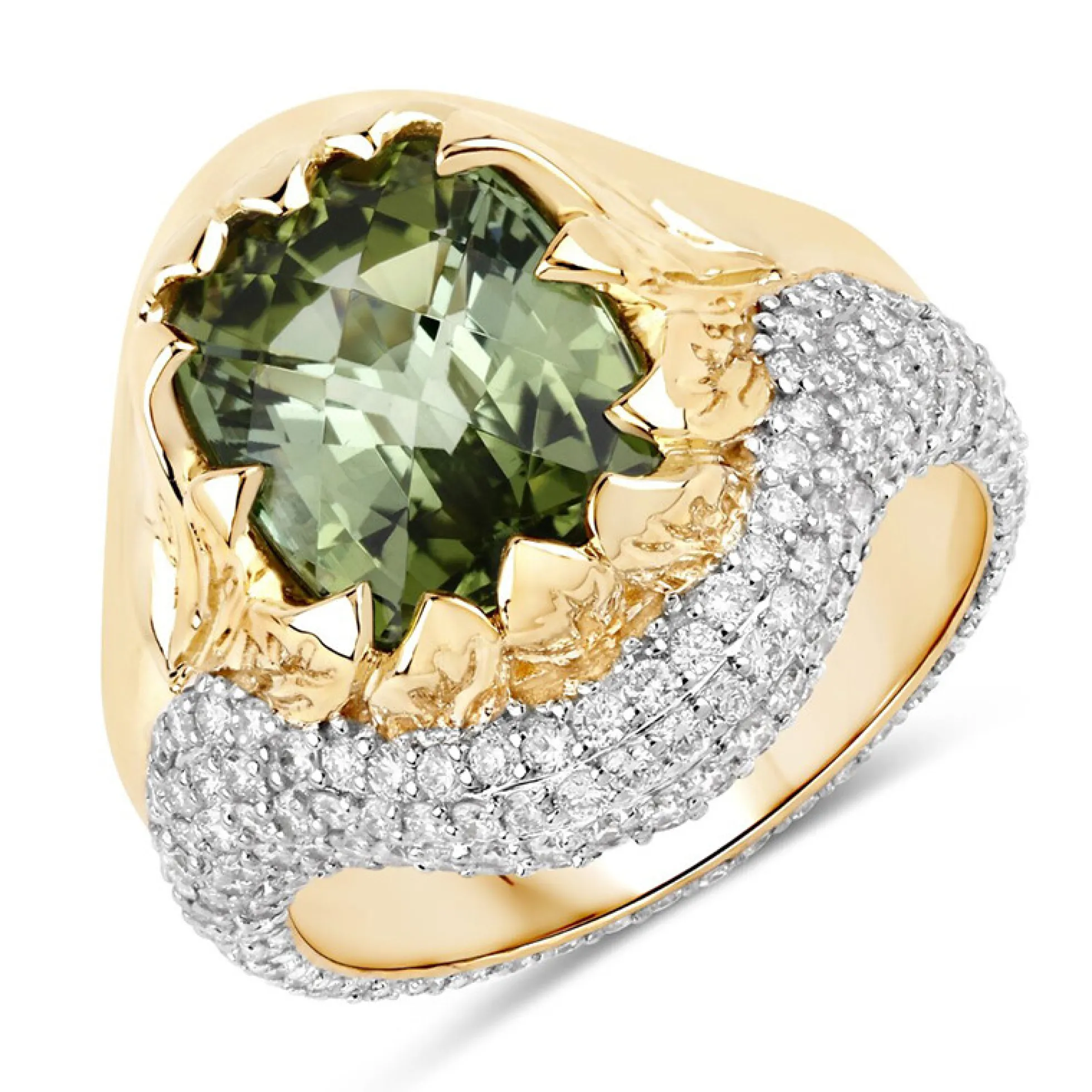 Brasilianischer Grüner Turmalin-Goldring