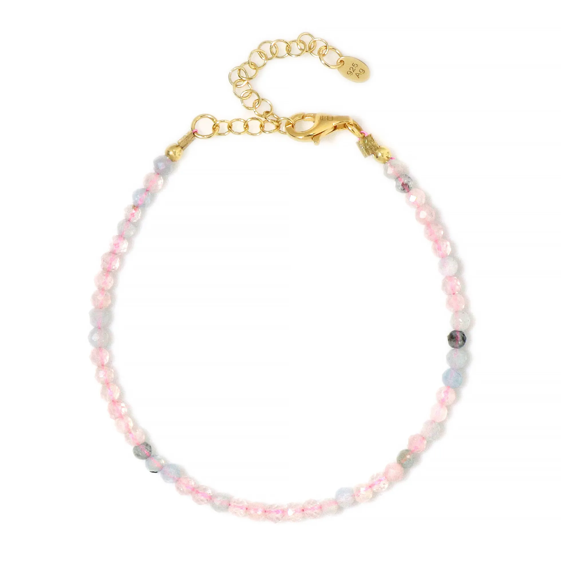 Brasilianischer Morganit-Silberarmband