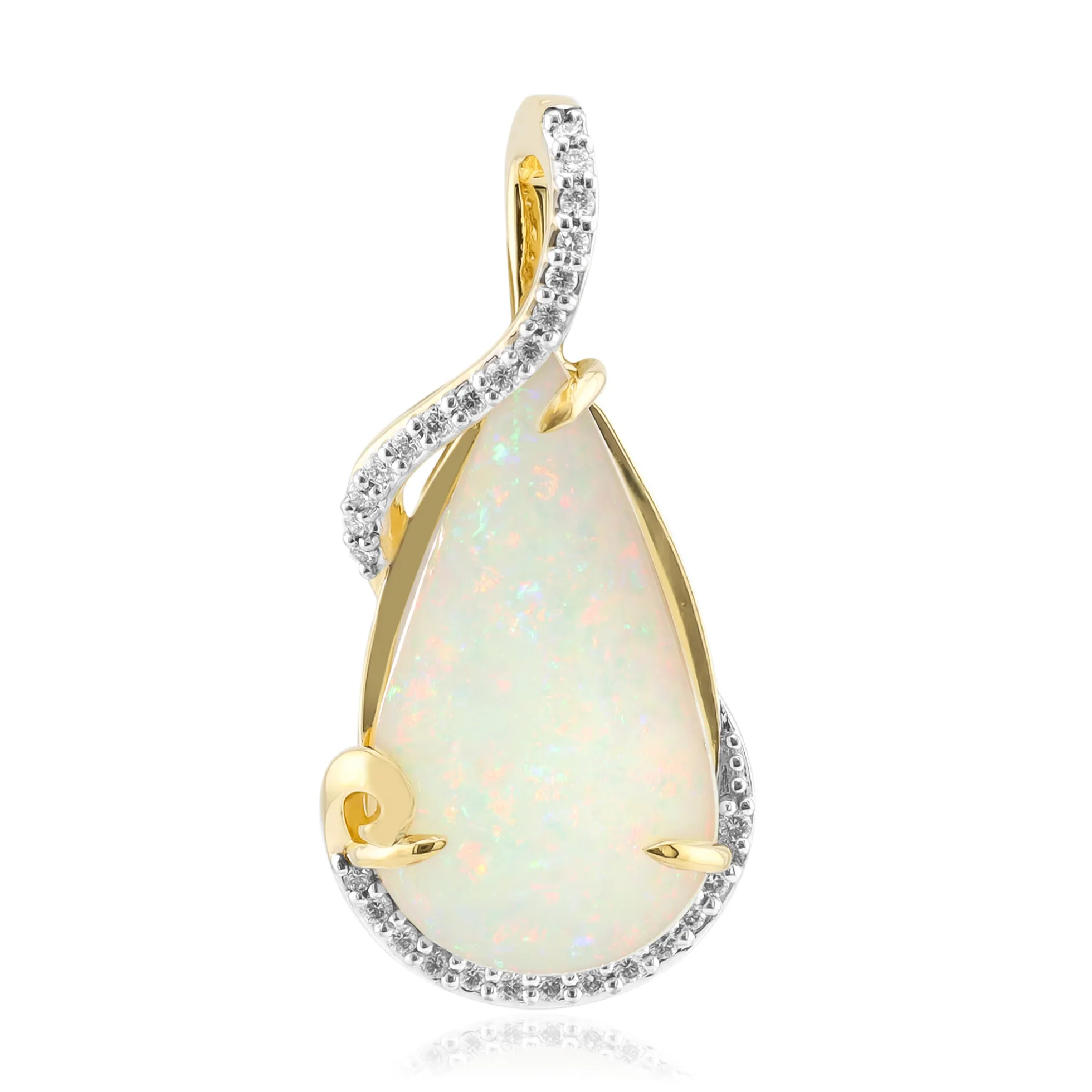 Brasilianischer Weißer Opal-Goldanhänger