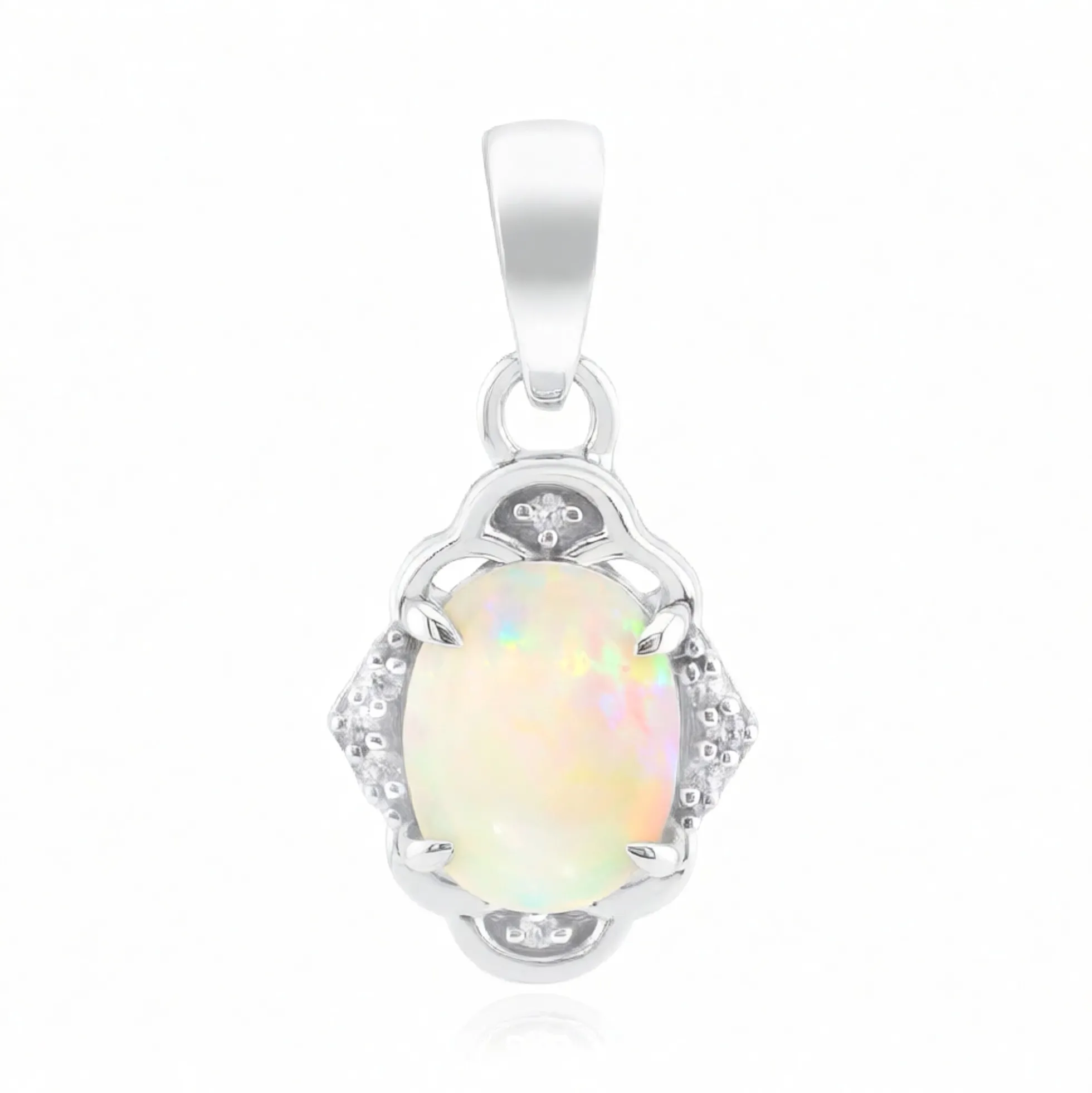Brasilianischer Weißer Opal-Goldanhänger