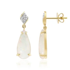 Brasilianischer Weißer Opal-Goldohrringe