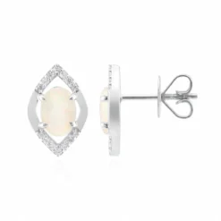 Brasilianischer Weißer Opal-Goldohrringe
