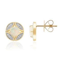 Brasilianischer Weißer Opal-Goldohrringe