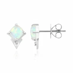 Brasilianischer Weißer Opal-Goldohrringe