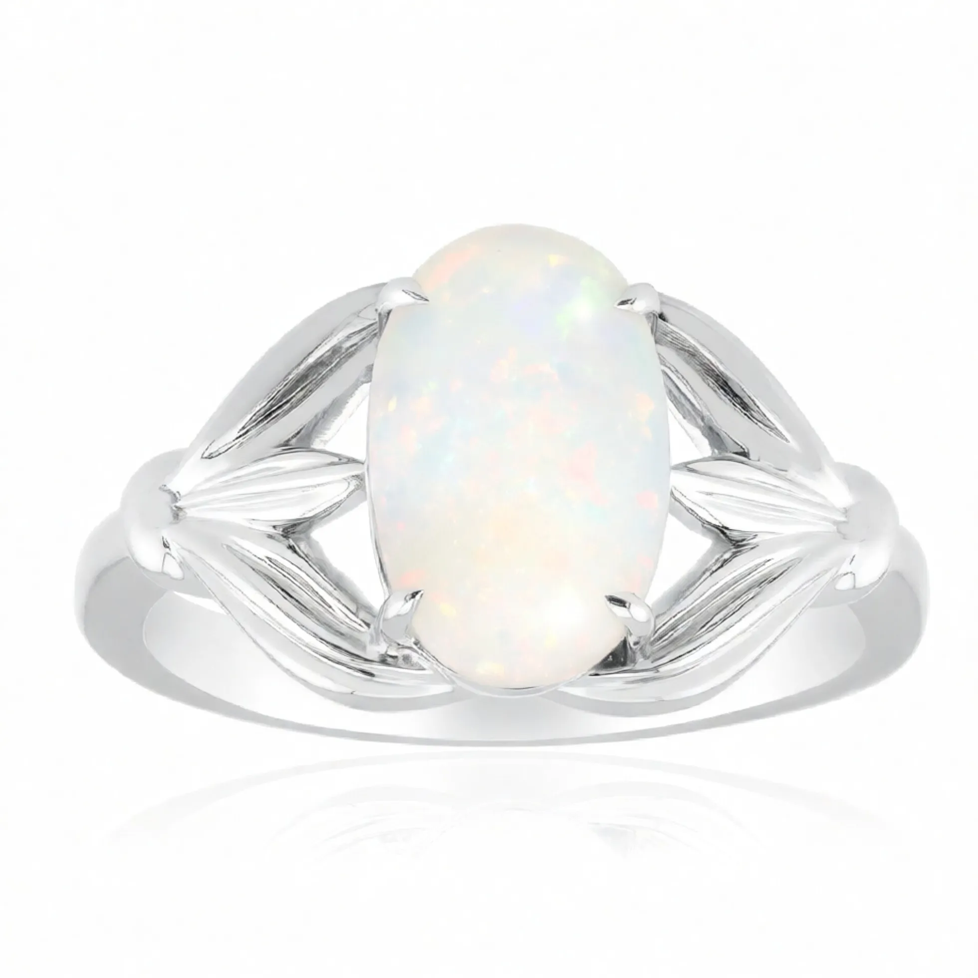 Brasilianischer Weißer Opal-Goldring