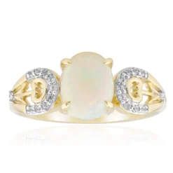Brasilianischer Weißer Opal-Goldring