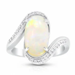 Brasilianischer Weißer Opal-Goldring