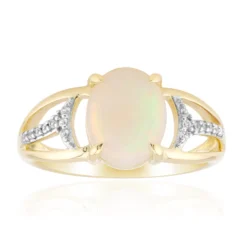 Brasilianischer Weißer Opal-Goldring
