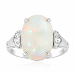 Brasilianischer Weißer Opal-Goldring