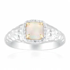 Brasilianischer Weißer Opal-Goldring