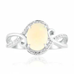 Brasilianischer Weißer Opal-Goldring