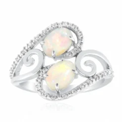 Brasilianischer Weißer Opal-Goldring