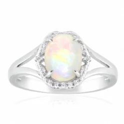 Brasilianischer Weißer Opal-Goldring