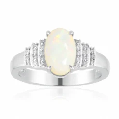 Brasilianischer Weißer Opal-Goldring