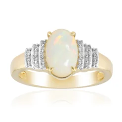 Brasilianischer Weißer Opal-Goldring