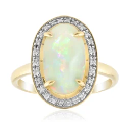 Brasilianischer Weißer Opal-Goldring