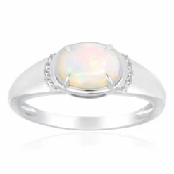 Brasilianischer Weißer Opal-Goldring