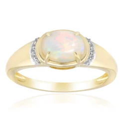 Brasilianischer Weißer Opal-Goldring