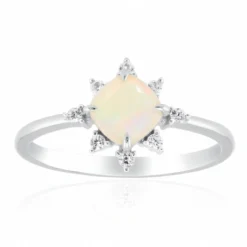 Brasilianischer Weißer Opal-Goldring