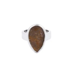 Brauner Moosachat-Silberring
