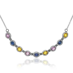 Ceylon-Saphir-Silbercollier