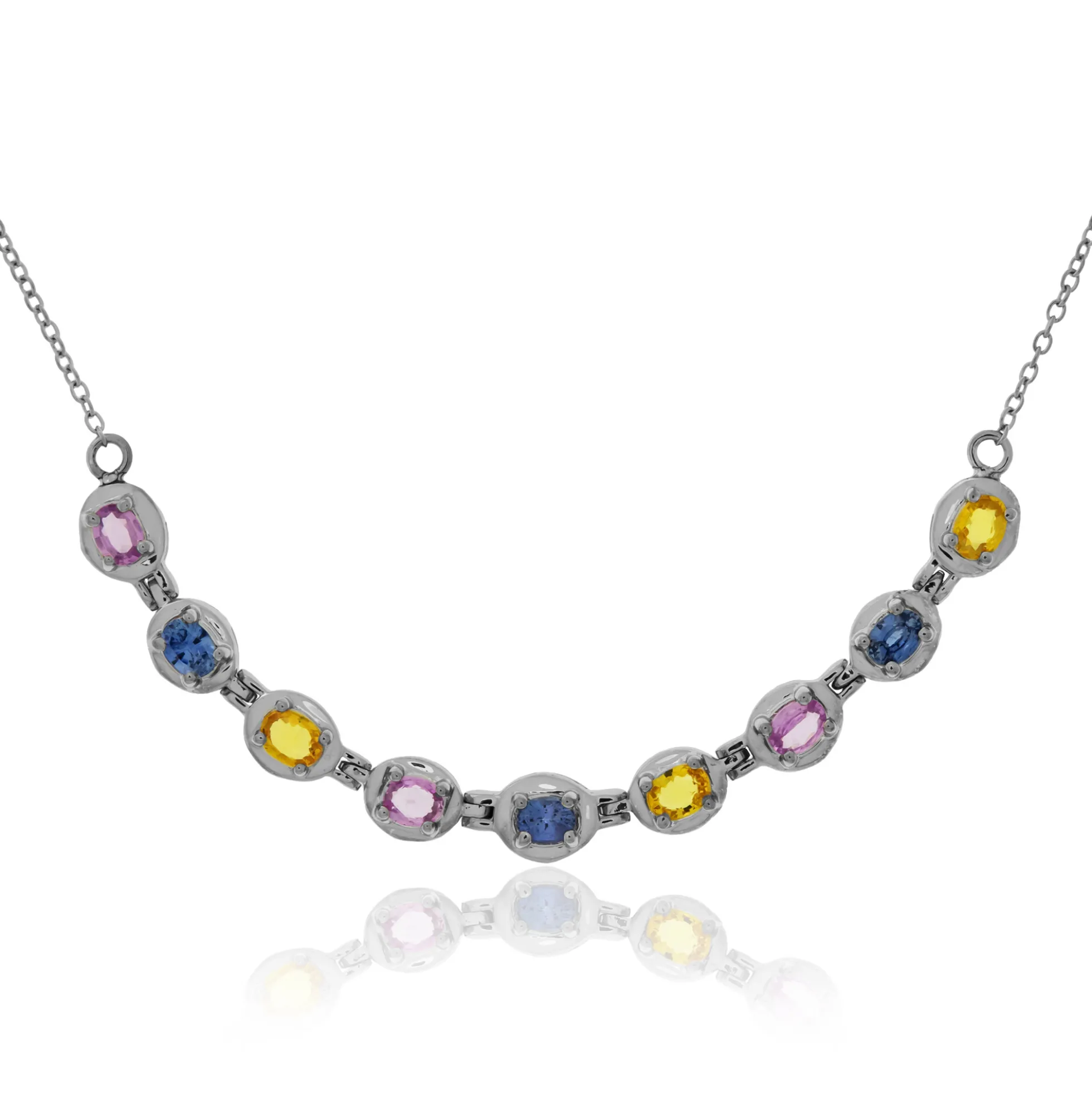 Ceylon-Saphir-Silbercollier