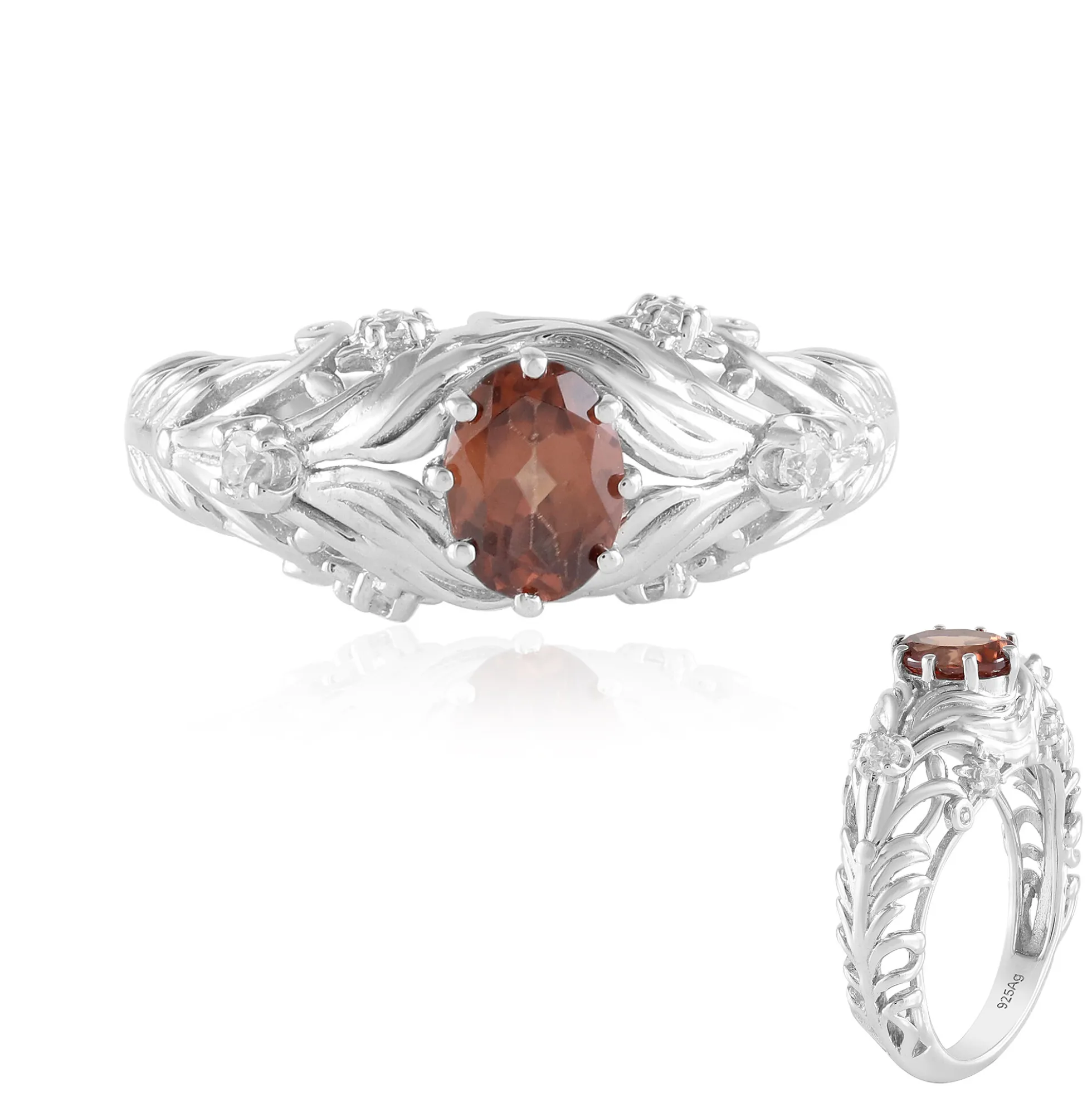 Champagner-Zirkon-Silberring
