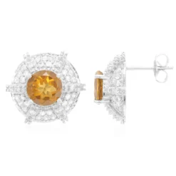 Cognac-Quarz-Silberohrringe