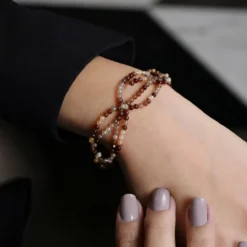 Cognac-Zirkon-Silberarmband