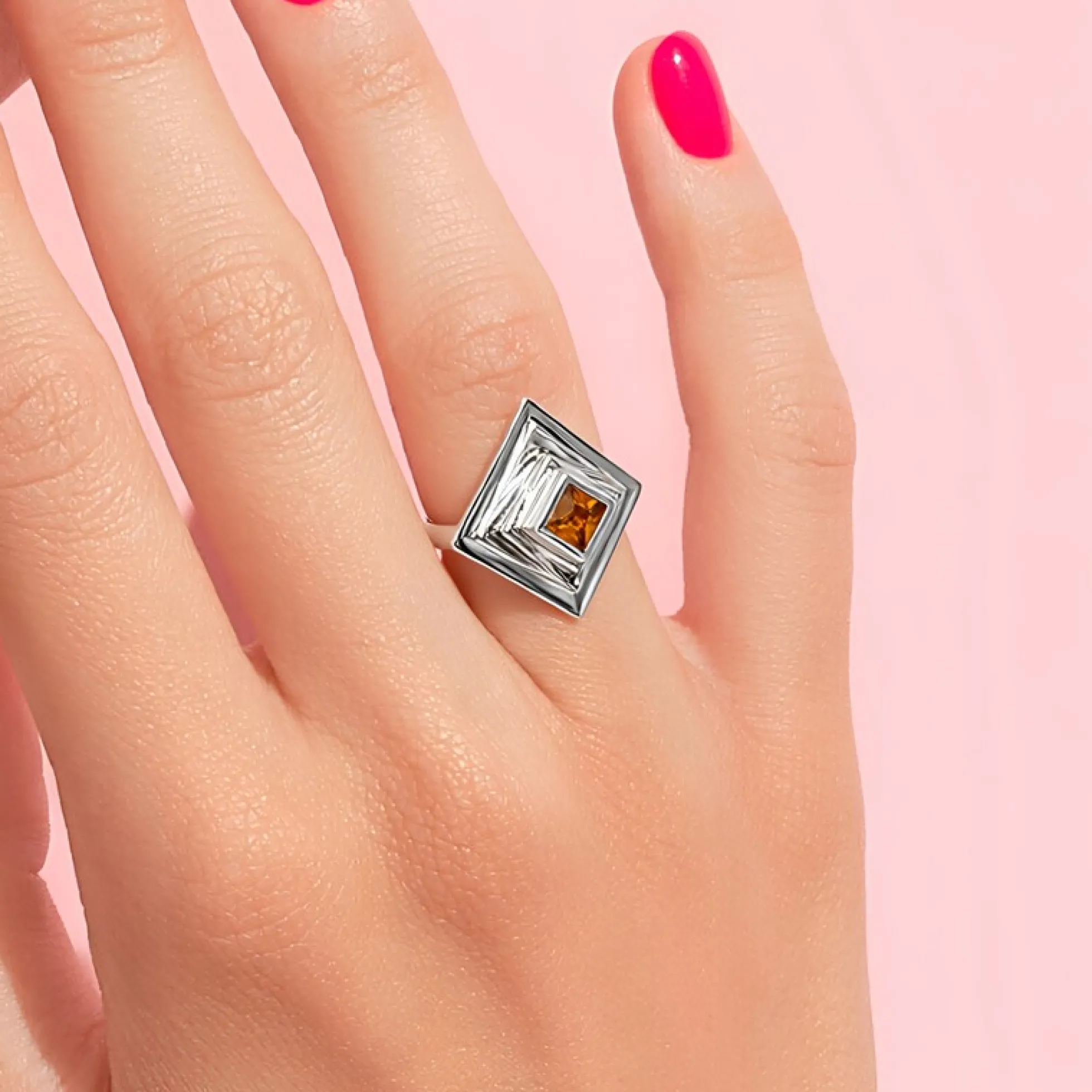 Cognac-Zirkon-Silberring