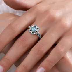 Fancy-Diamant-Silberring