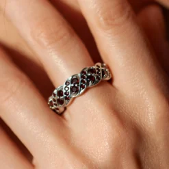 Fancy-Diamant-Silberring