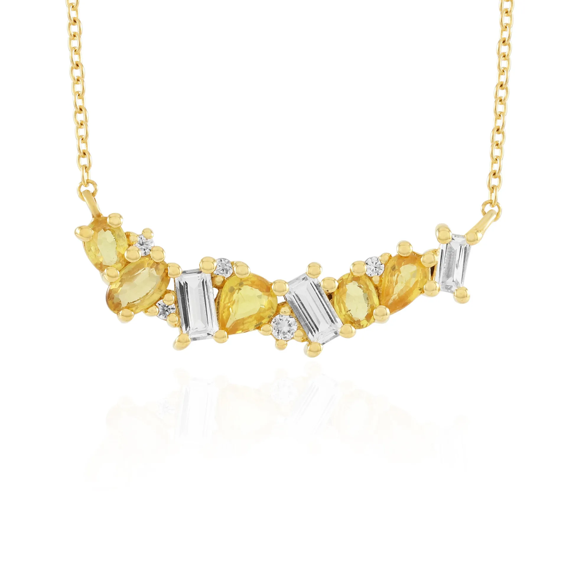 Gelber Ceylon-Saphir-Silbercollier