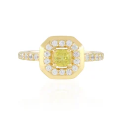 Gelber Ceylon-Saphir-Silberring