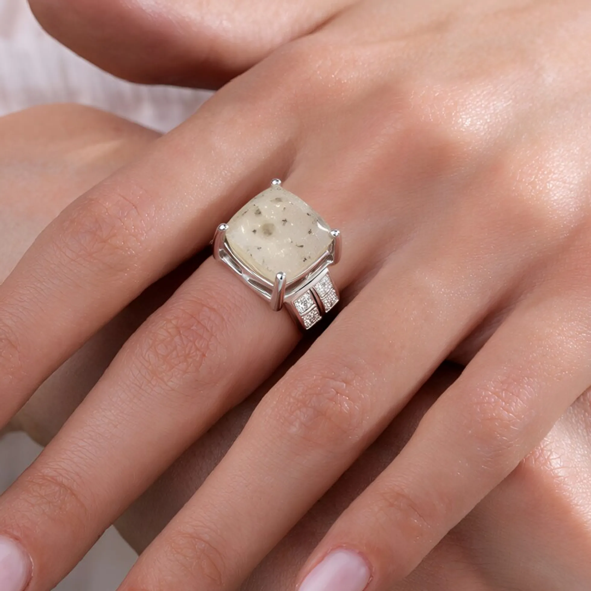 Glitzer-Achat-Silberring