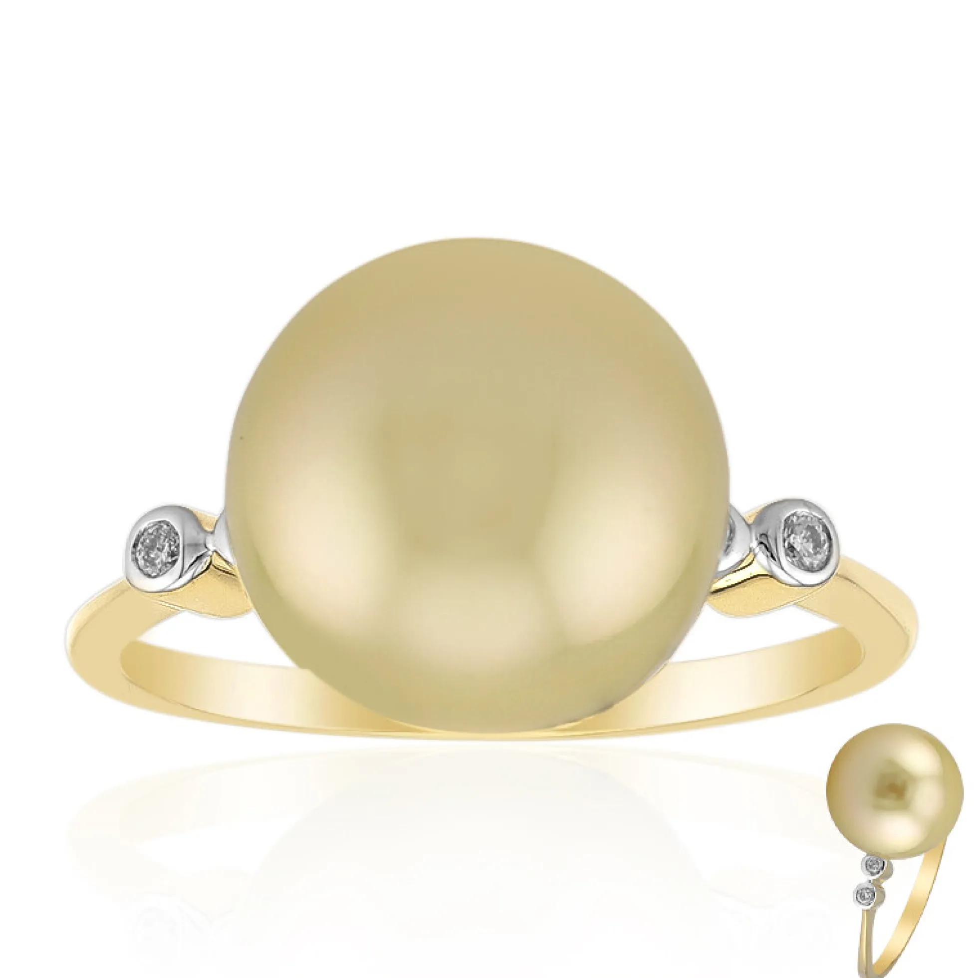 Goldene Kabira-Südseeperlen-Goldring