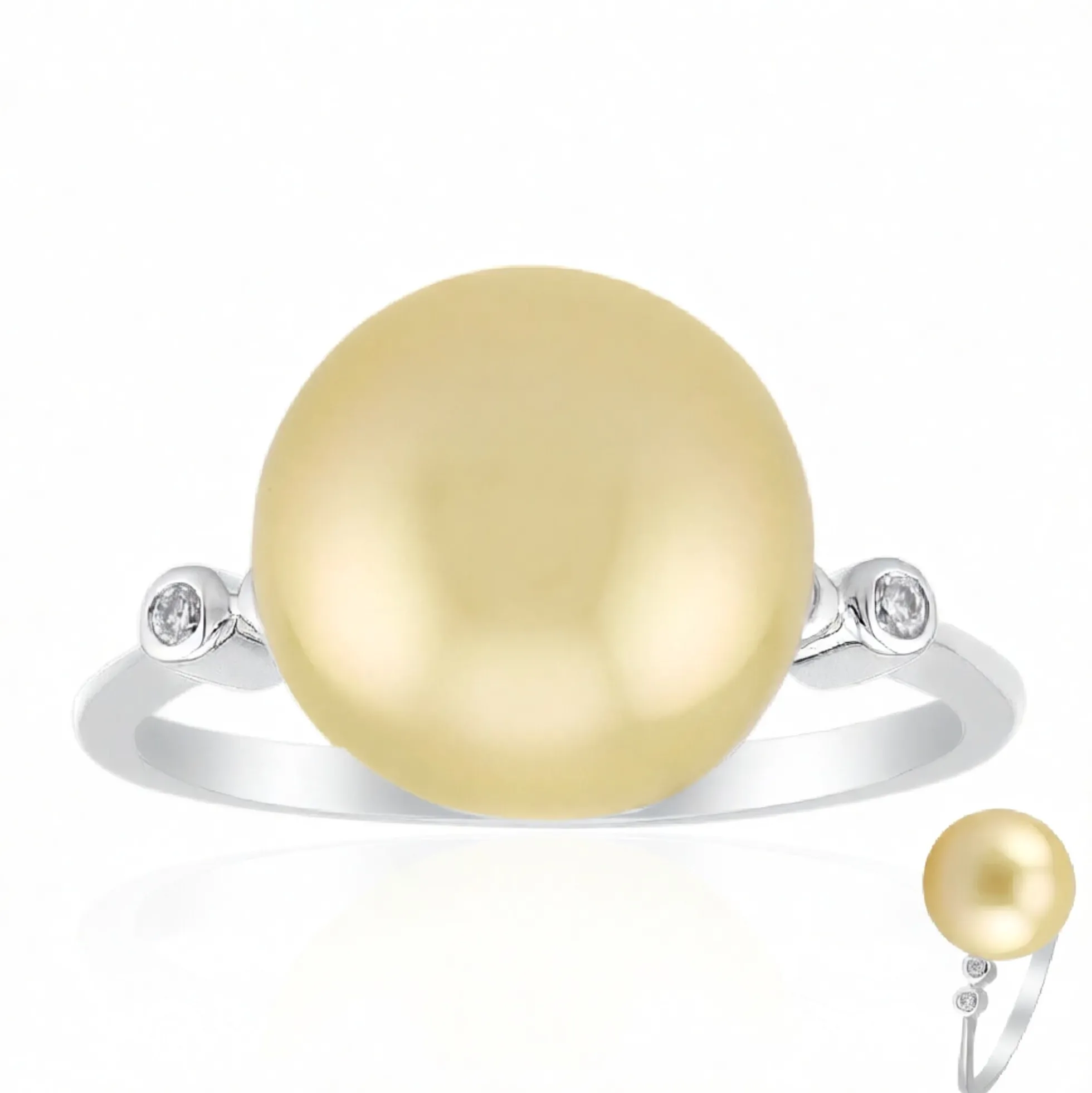 Goldene Kabira-Südseeperlen-Goldring