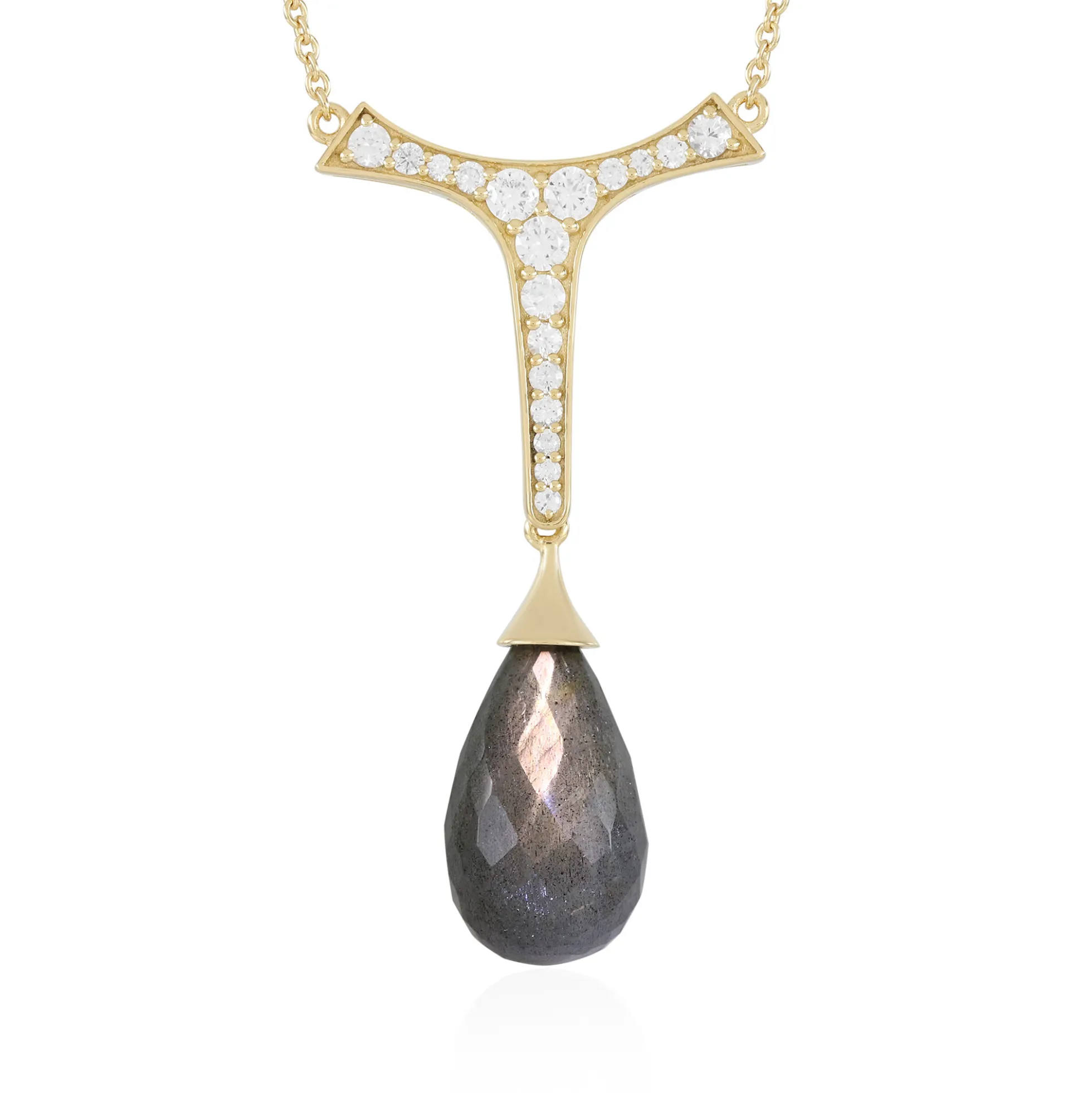 Goldener Maniry-Labradorit-Silbercollier