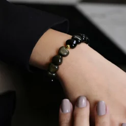 Gold-Obsidian-Armband