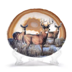 Grauer Achat-Scheibe Hirsch