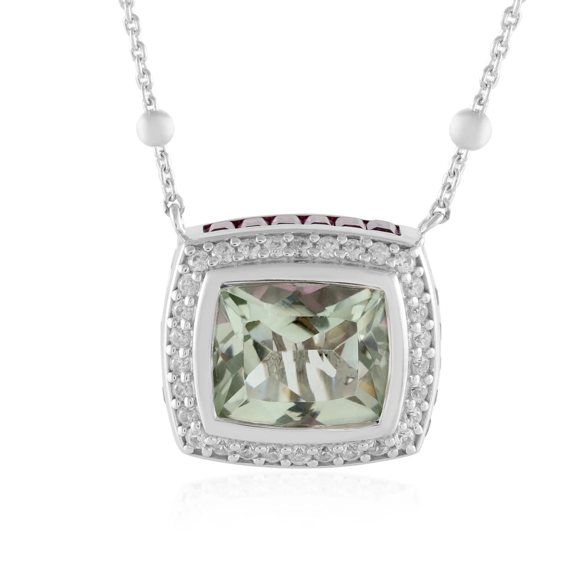 Grüner Amethyst-Silbercollier