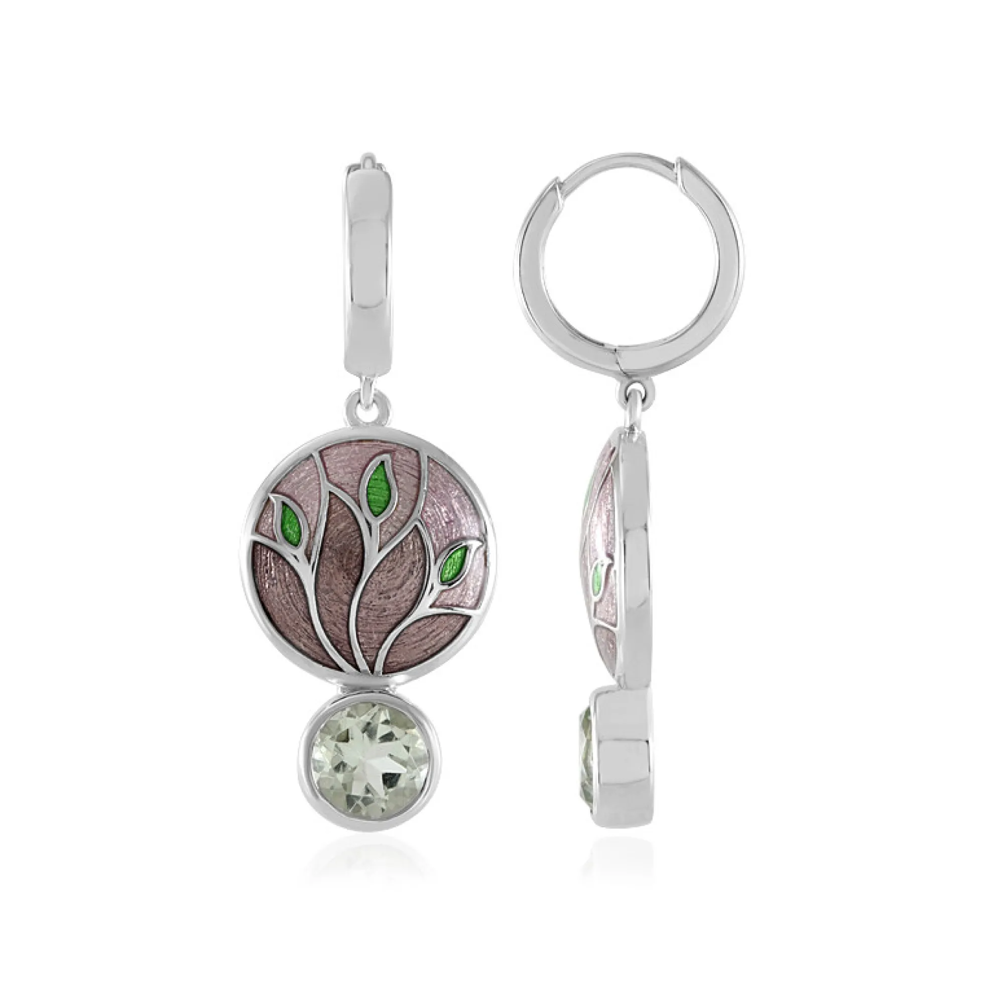 Grüner Amethyst-Silberohrringe