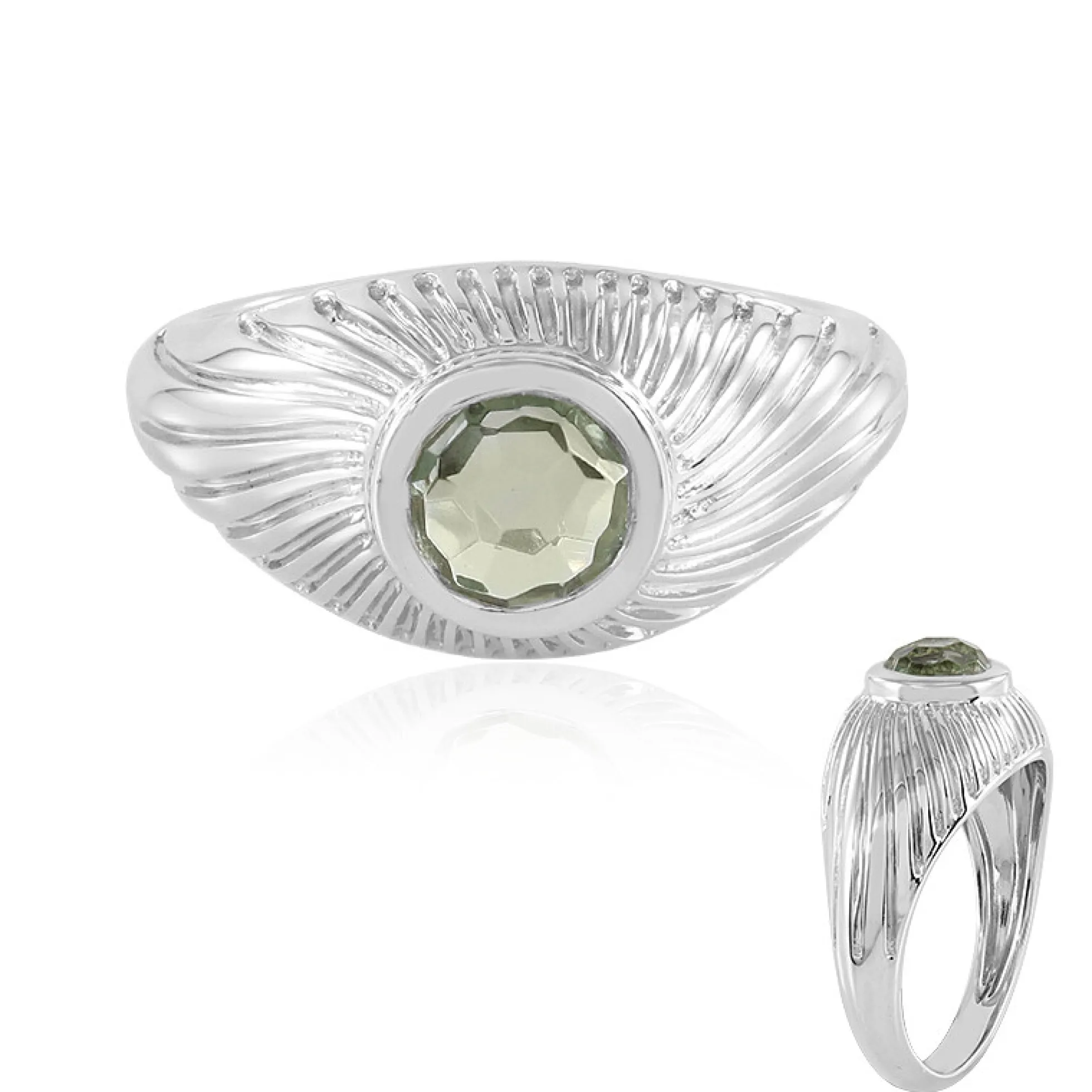 Grüner Amethyst-Silberring